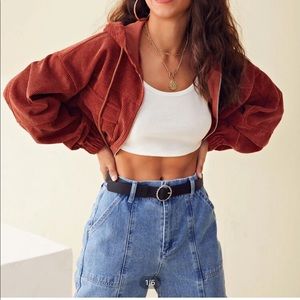 Corduroy draw string crop jacket